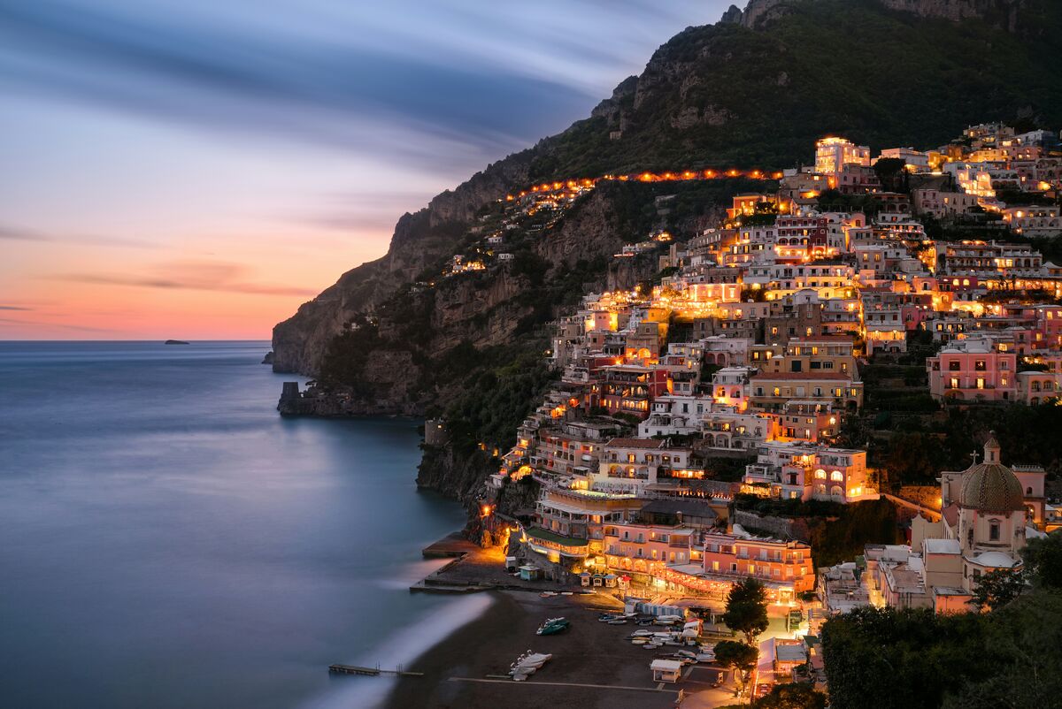 Positano village descending to the Amalfi Coast
