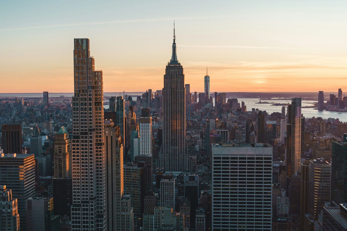 New York skyline at sunset with the Empire State Building
